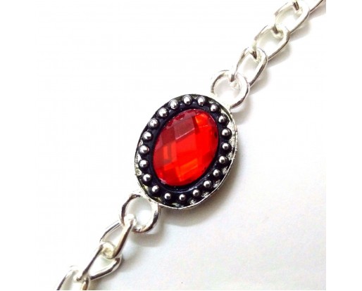 Red Rugged Big Rhinestone Bracelet Wristlet Wristband Charms Band - Men Women